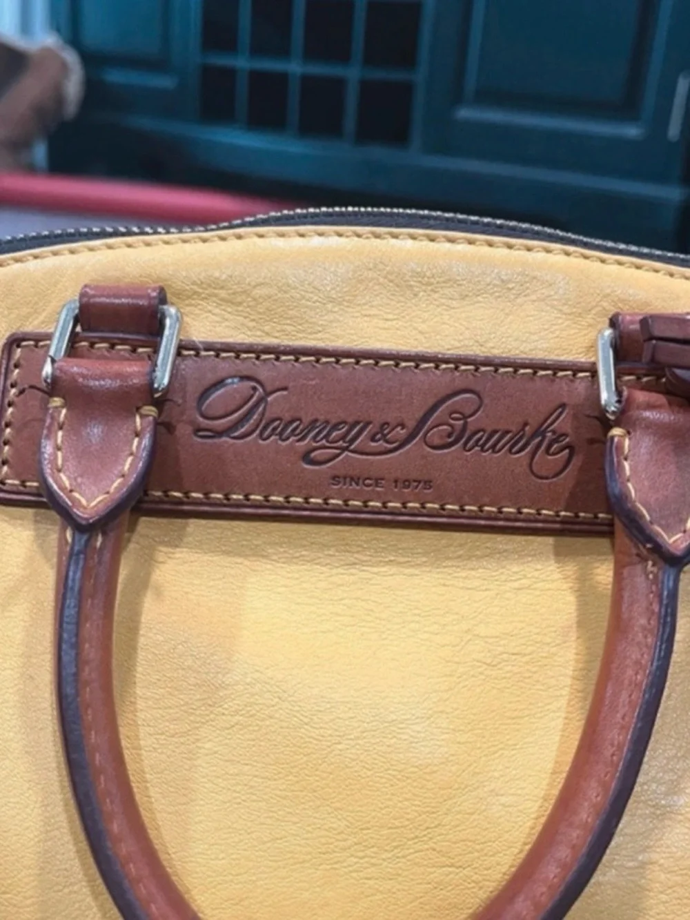 Dooney & Bourke Florentine Leather Satchel Yellow Crossbody - Picture 5 of 6